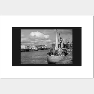 The George Stephenson sailing boat moored in the docks in the seaside town of Great Yarmouth in Norfolk Posters and Art